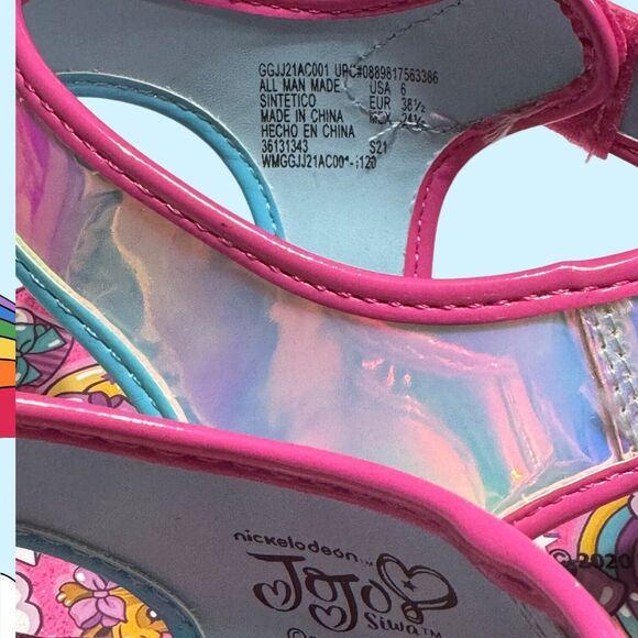 NEW Nickelodeon Jojo Siwa Girls Size 6 Rainbow Unicorn Big Bow Sandals - Picture 9 of 10